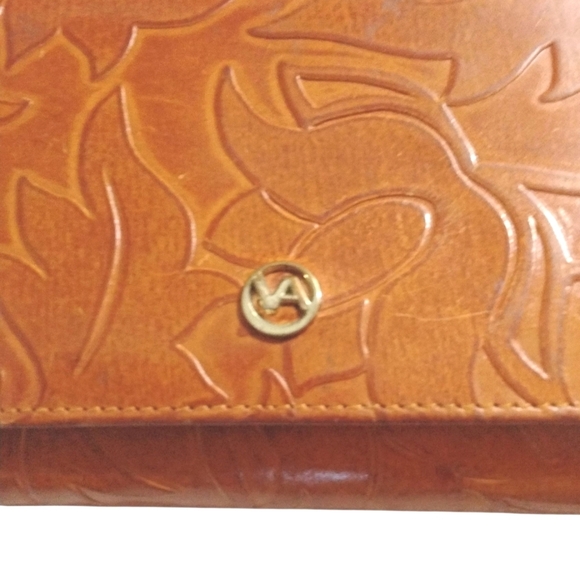 Valentina Wallet Caramel Brown Small Trifold Embossed Wallet - Picture 2 of 12